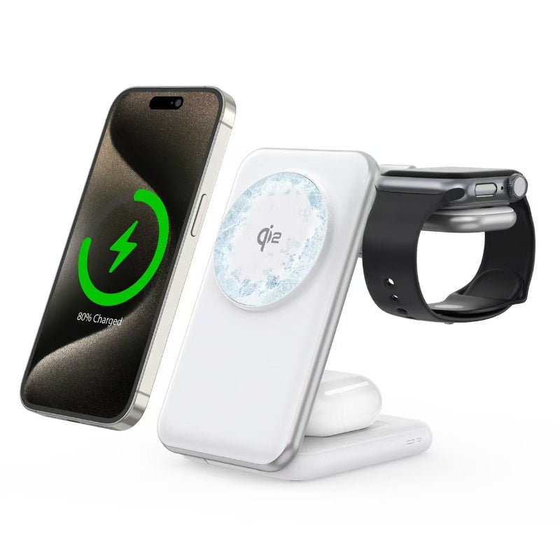 Chargeur Sans Fil 3-en-1 Pliable 25W pour Montres Connectées, Téléphones et Écouteurs - IVOIRART.COM