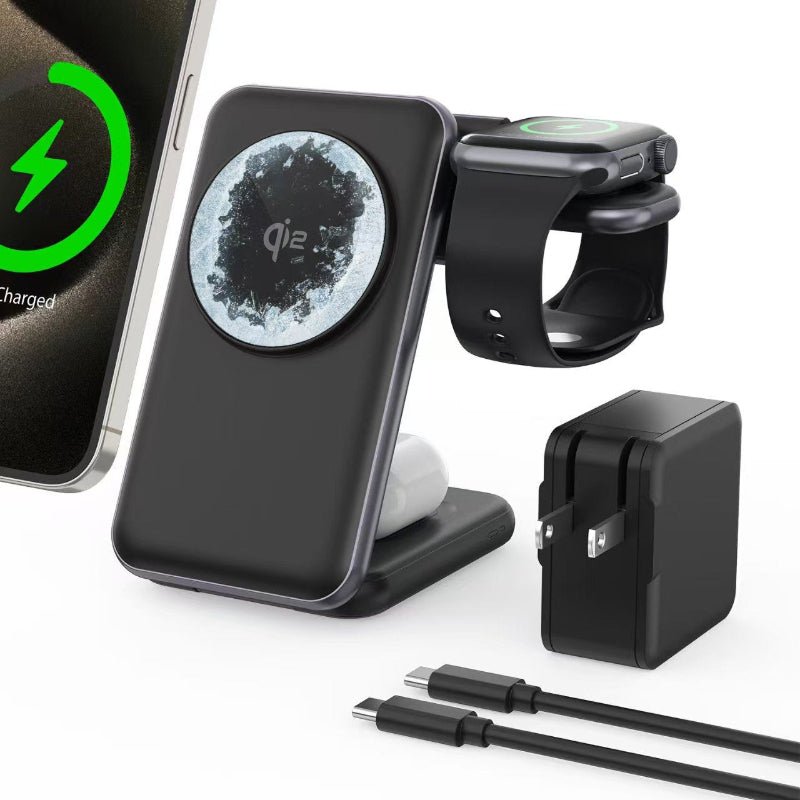 Chargeur Sans Fil 3-en-1 Pliable 25W pour Montres Connectées, Téléphones et Écouteurs - IVOIRART.COM