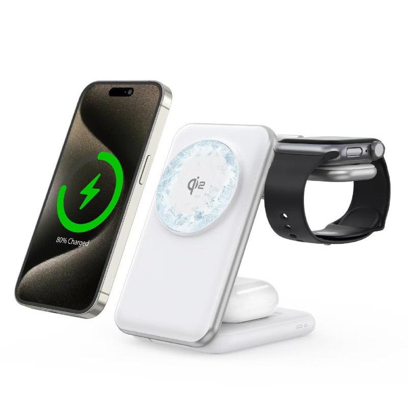 Chargeur Sans Fil 3-en-1 Pliable 25W pour Montres Connectées, Téléphones et Écouteurs - IVOIRART.COM