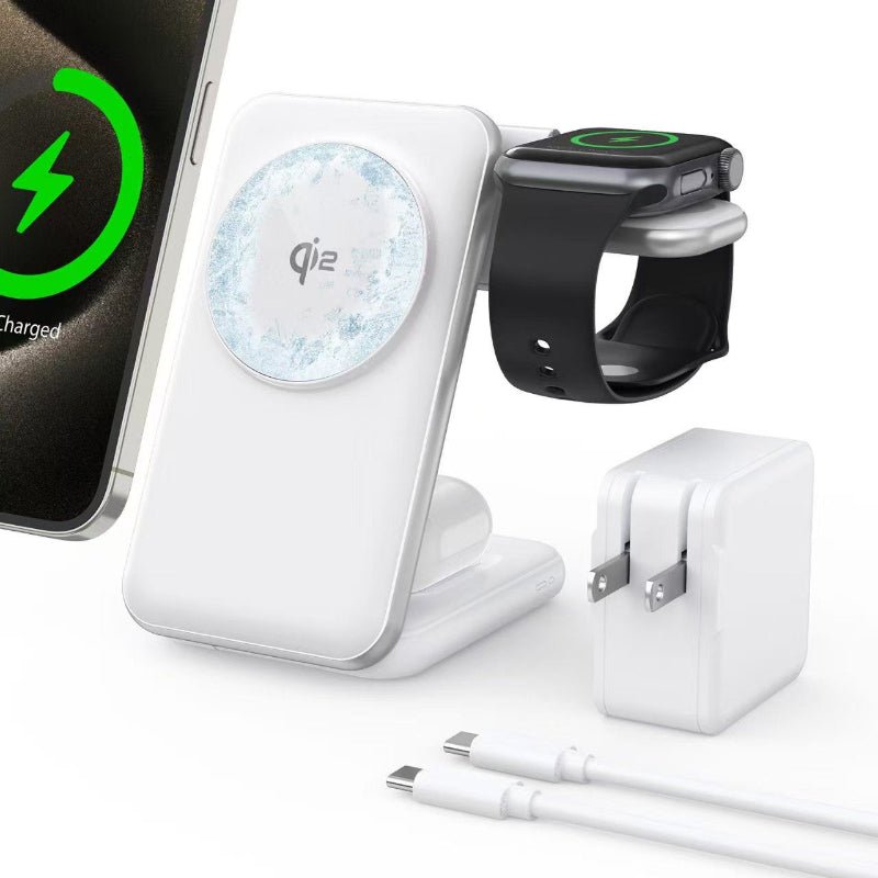 Chargeur Sans Fil 3-en-1 Pliable 25W pour Montres Connectées, Téléphones et Écouteurs - IVOIRART.COM
