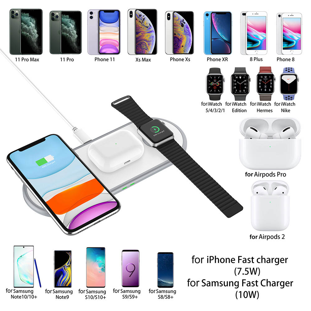 Chargeur sans fil 3 en 1 polyvalent : recharge rapide pour smartphone, Apple Watch et AirPods - IVOIRART.COM