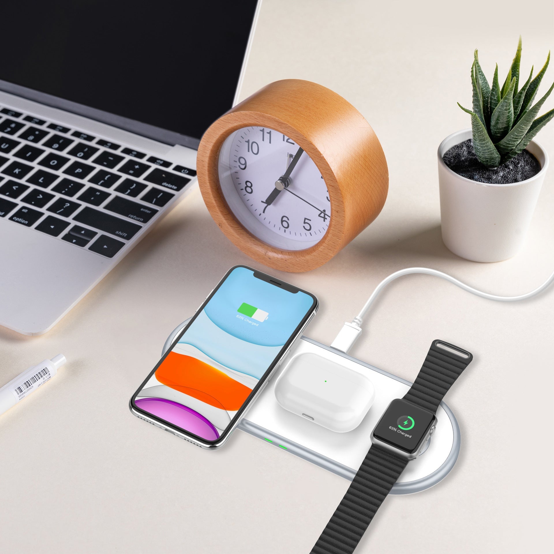 Chargeur sans fil 3 en 1 polyvalent : recharge rapide pour smartphone, Apple Watch et AirPods - IVOIRART.COM