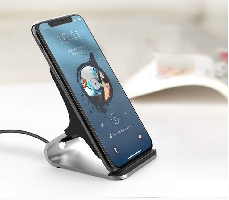 Chargeur sans fil à induction avec charge rapide 15W universel noir argent métal - IVOIRART.COM