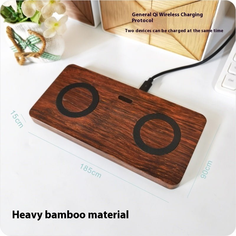 Chargeur sans fil double pour casque et téléphone mobile – design bois élégant - IVOIRART.COM