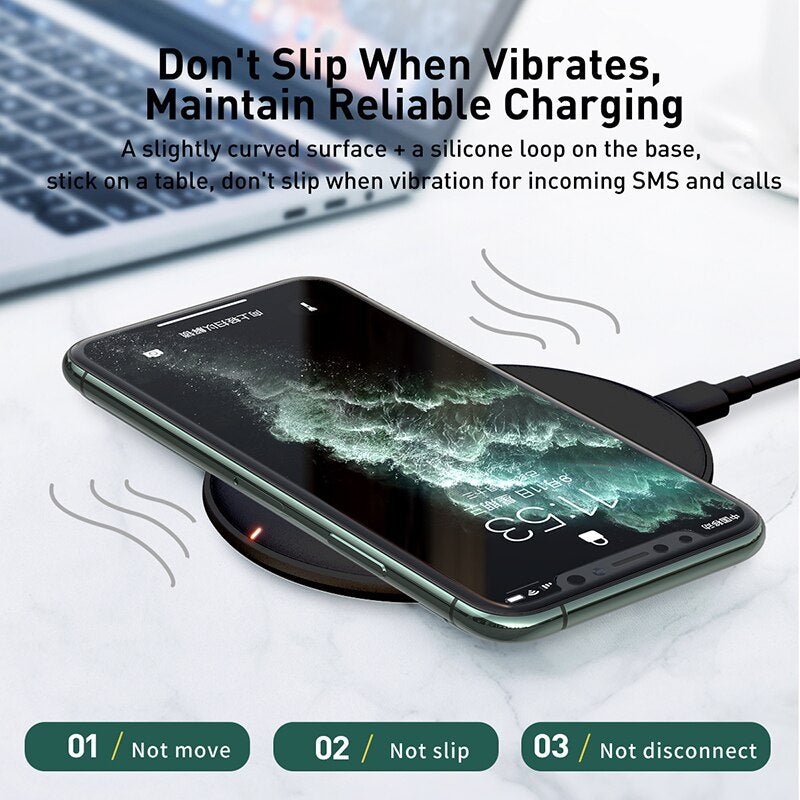 Chargeur Sans Fil Intelligent 15W Baseus Rough pour Téléphones Mobiles Noir ou Blanc - IVOIRART.COM