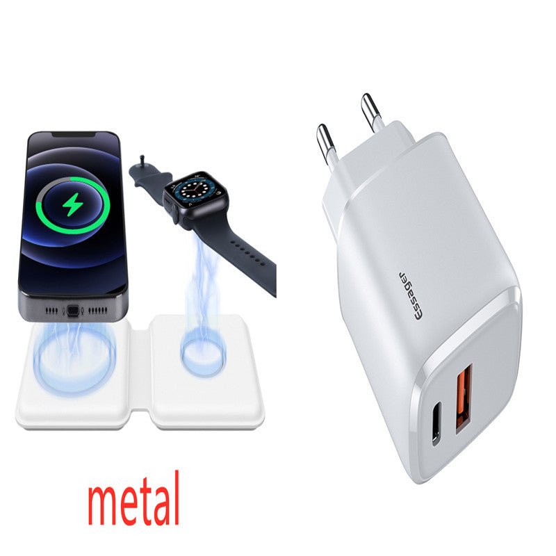 Chargeur sans fil magnétique 2 en 1 15W rapide avec station de charge pliable - IVOIRART.COM