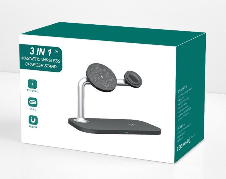 Chargeur sans fil magnétique 3 - en - 1 alliant rapidité et design moderne élégant - IVOIRART.COM