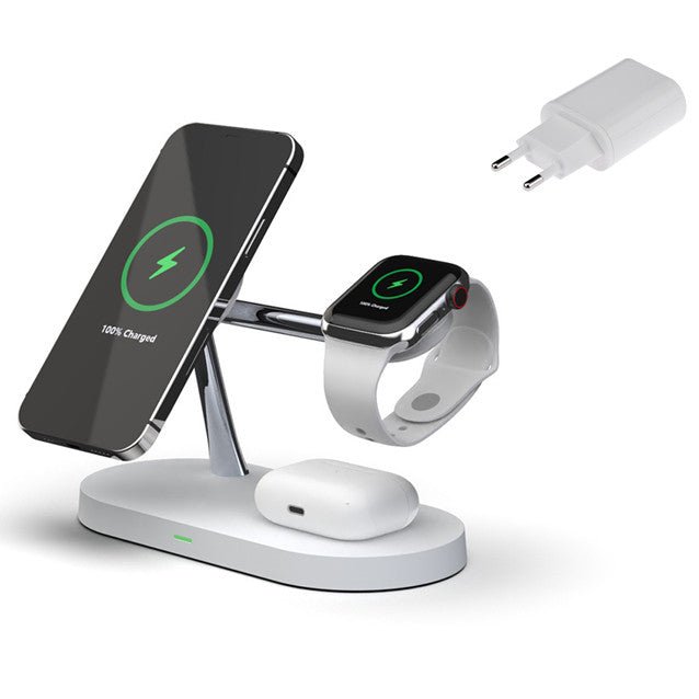 Chargeur sans fil magnétique rapide intelligent 3 - en - 1 avec charge rapide 15W - IVOIRART.COM