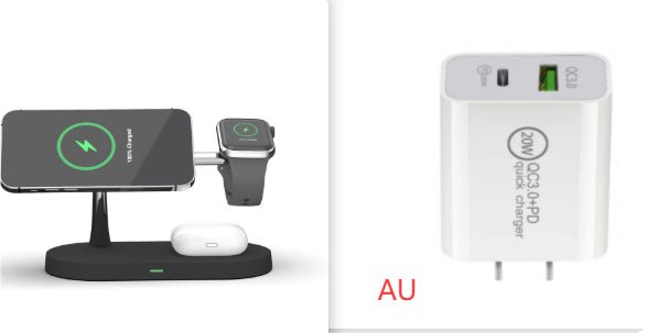 Chargeur sans fil magnétique rapide intelligent 3 - en - 1 avec charge rapide 15W - IVOIRART.COM