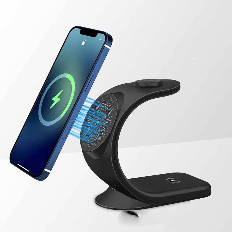 Chargeur Sans Fil Magnétique Vertical Trois-en-un avec Support Ergonomique - IVOIRART.COM
