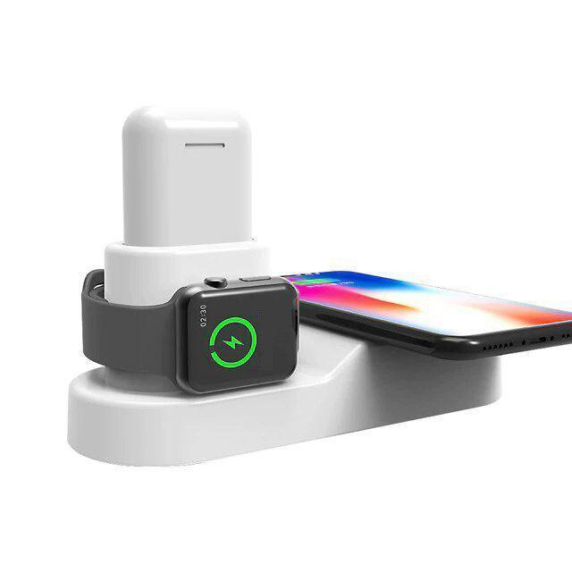 Chargeur sans fil multifonction W3 compatible Apple, 3 en 1 et 4 en 1 pour téléphone, montre et écouteurs - IVOIRART.COM