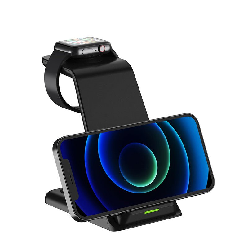Chargeur sans fil vertical 3-en-1 15W à double bobine, support de bureau rapide - IVOIRART.COM