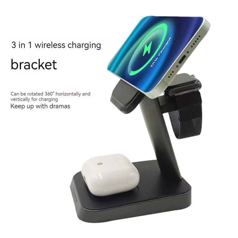 Chargeur sans fil vertical trois-en-un pour téléphone mobile et montre, pratique et élégant - IVOIRART.COM