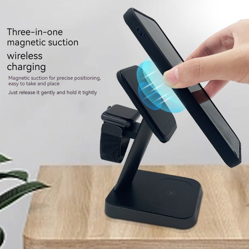 Chargeur sans fil vertical trois-en-un pour téléphone mobile et montre, pratique et élégant - IVOIRART.COM