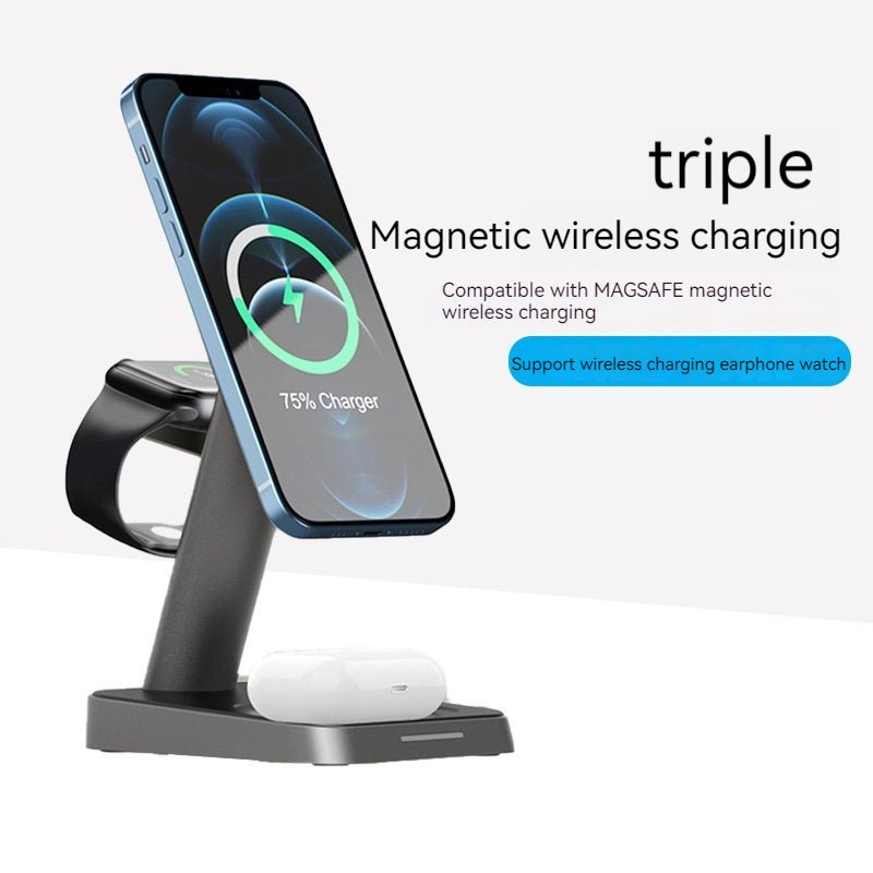 Chargeur sans fil vertical trois-en-un pour téléphone mobile et montre, pratique et élégant - IVOIRART.COM