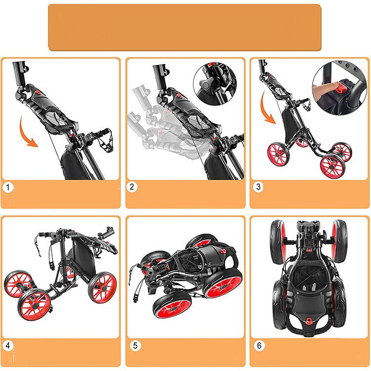 Chariot de golf pliable à 4 roues pour accessoires de golf – pratique et robuste - IVOIRART.COM