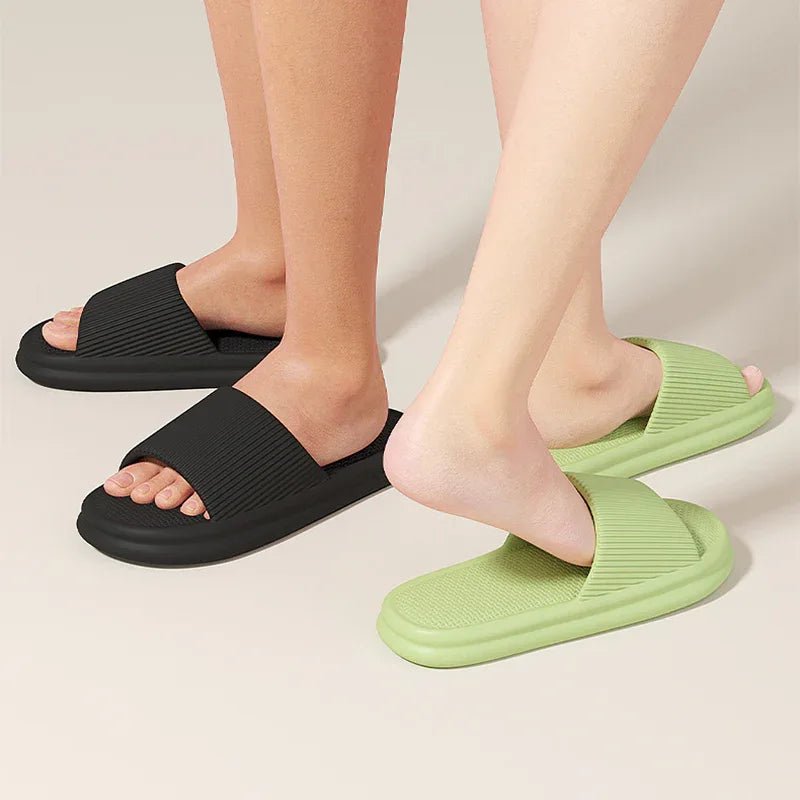 Chaussons d'intérieur rayés pour femmes et hommes, souples, antidérapants, pour salle de bain, chaussures maison unies - IVOIRART.COM