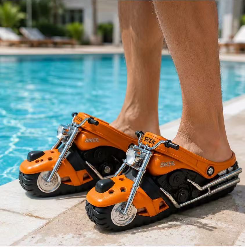 Chaussons hommes originaux en forme de moto amusante - style décontracté - IVOIRART.COM