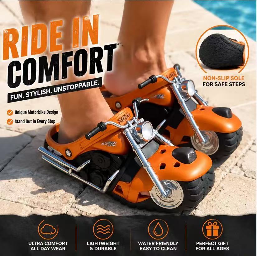 Chaussons hommes originaux en forme de moto amusante - style décontracté - IVOIRART.COM