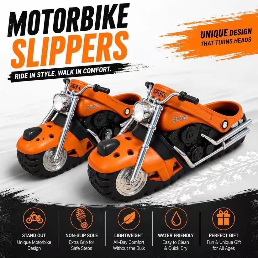 Chaussons hommes originaux en forme de moto amusante - style décontracté - IVOIRART.COM