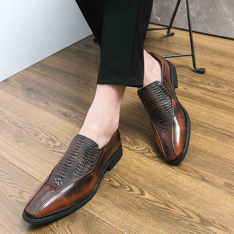 Chaussures à enfiler en cuir tendance rétro britannique pour homme, mocassins élégants - IVOIRART.COM