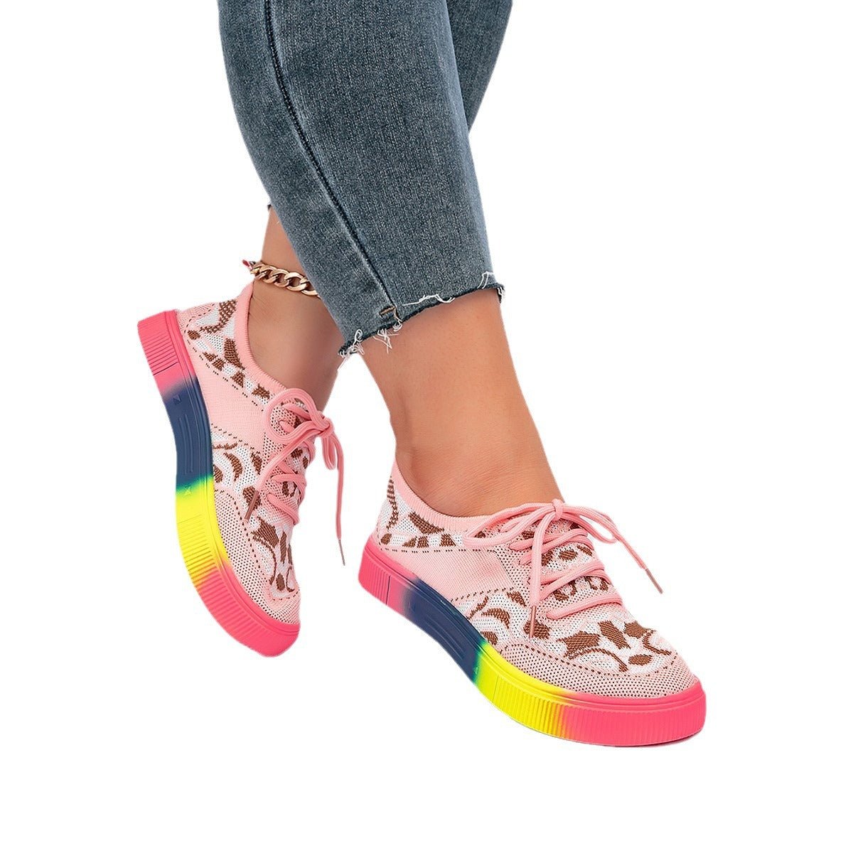 Chaussures à lacets respirantes semelle épaisse grande taille confort élégant - IVOIRART.COM