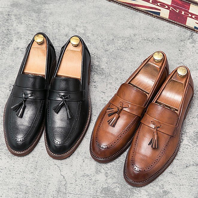 Chaussures à pampilles coiffeur hommes cuir semelle cuir British casual élégants - IVOIRART.COM