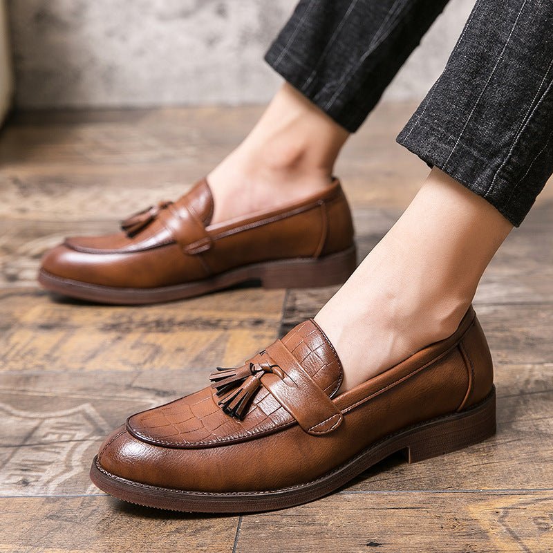 Chaussures à pampilles coiffeur hommes cuir semelle cuir British casual élégants - IVOIRART.COM