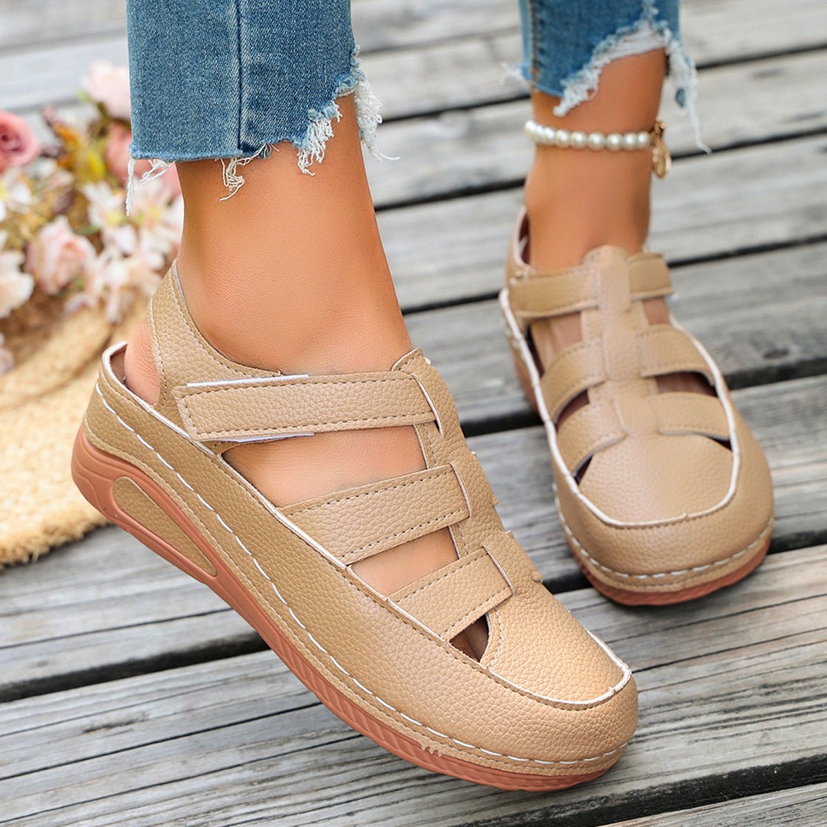 Chaussures à talon compensé confortables et respirantes de style romain - IVOIRART.COM