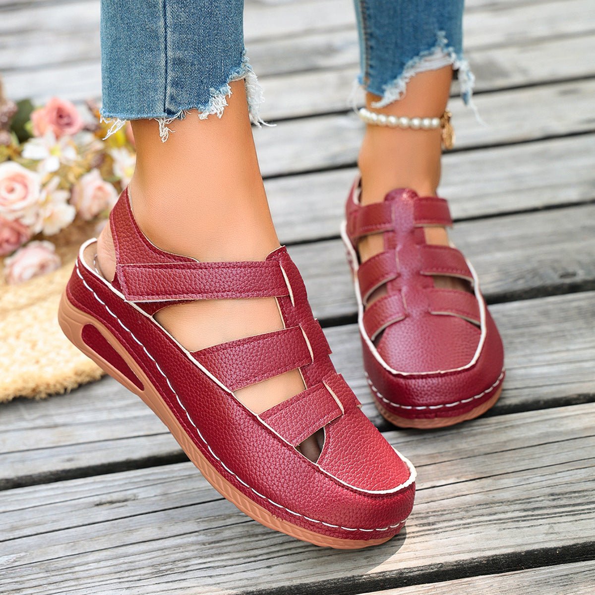 Chaussures à talon compensé confortables et respirantes de style romain - IVOIRART.COM