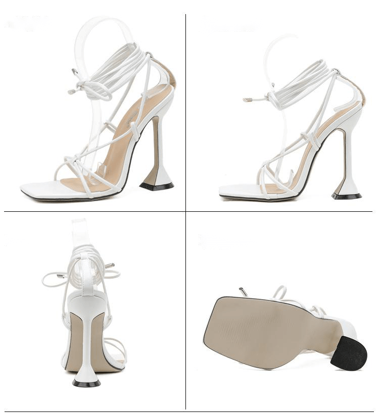 Chaussures à Talons Hauts avec Talon Fin et Bandeau Carré pour Femme - IVOIRART.COM