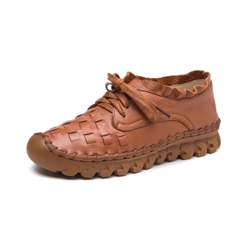 Chaussures Basses Décontractées pour Femmes en Cuir Véritable, Talons Faibles - IVOIRART.COM