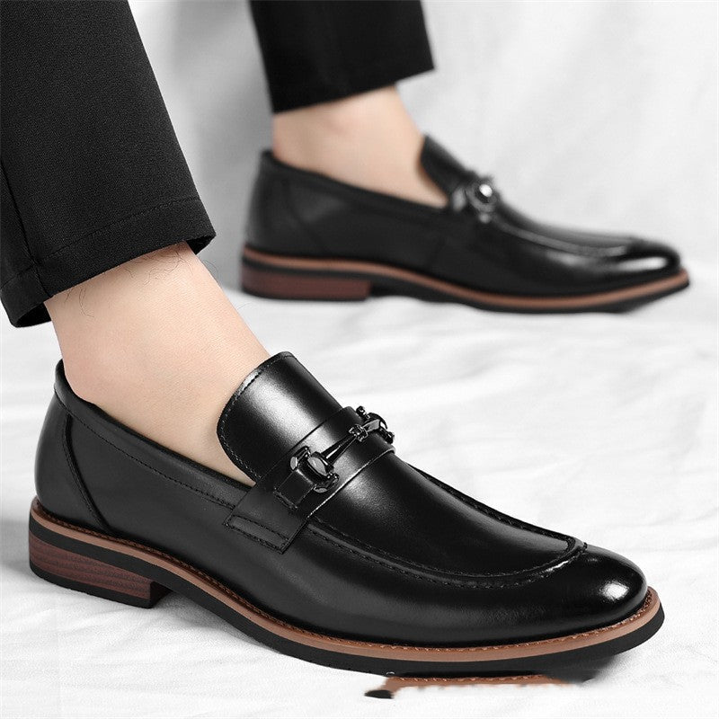 Chaussures business talon bas semelle souple cuir recyclé noir et marron pointu. - IVOIRART.COM