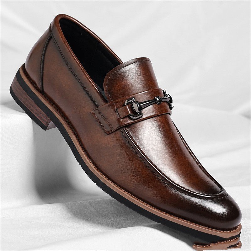 Chaussures business talon bas semelle souple cuir recyclé noir et marron pointu. - IVOIRART.COM