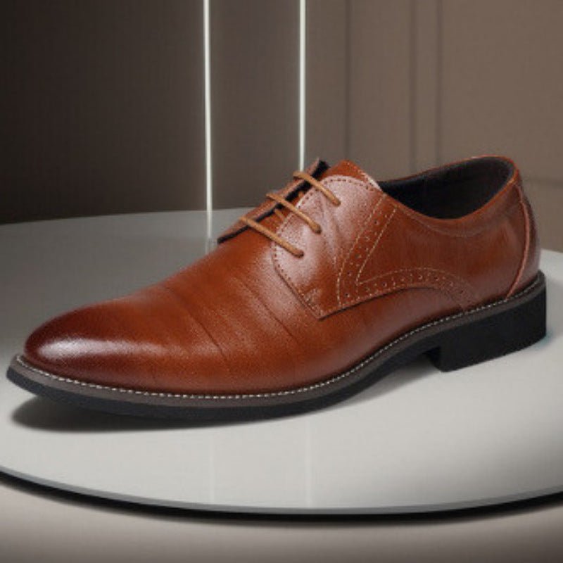 Chaussures cuir homme style britannique pointues respirantes pour tenue formelle - IVOIRART.COM