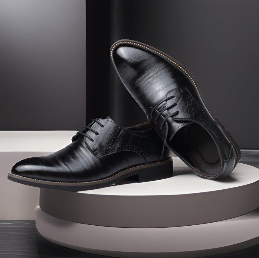 Chaussures cuir homme style britannique pointues respirantes pour tenue formelle - IVOIRART.COM