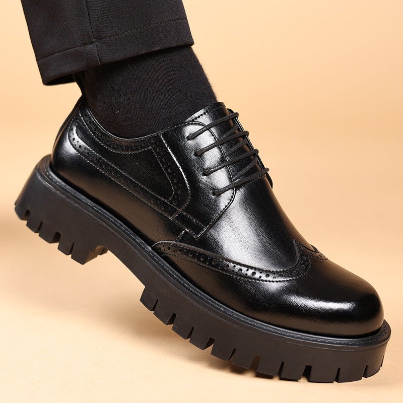Chaussures d'Automne Homme Bottines Vintage de Travail en Cuir Recyclé Noir et Marron - IVOIRART.COM