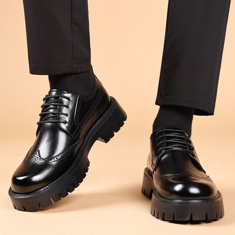 Chaussures d'Automne Homme Bottines Vintage de Travail en Cuir Recyclé Noir et Marron - IVOIRART.COM