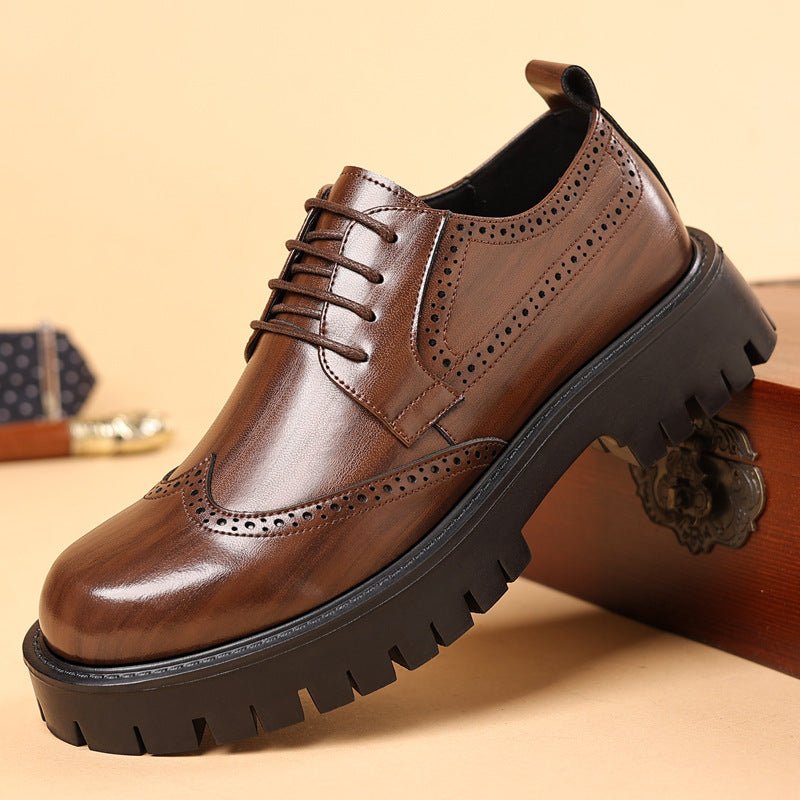 Chaussures d'Automne Homme Bottines Vintage de Travail en Cuir Recyclé Noir et Marron - IVOIRART.COM