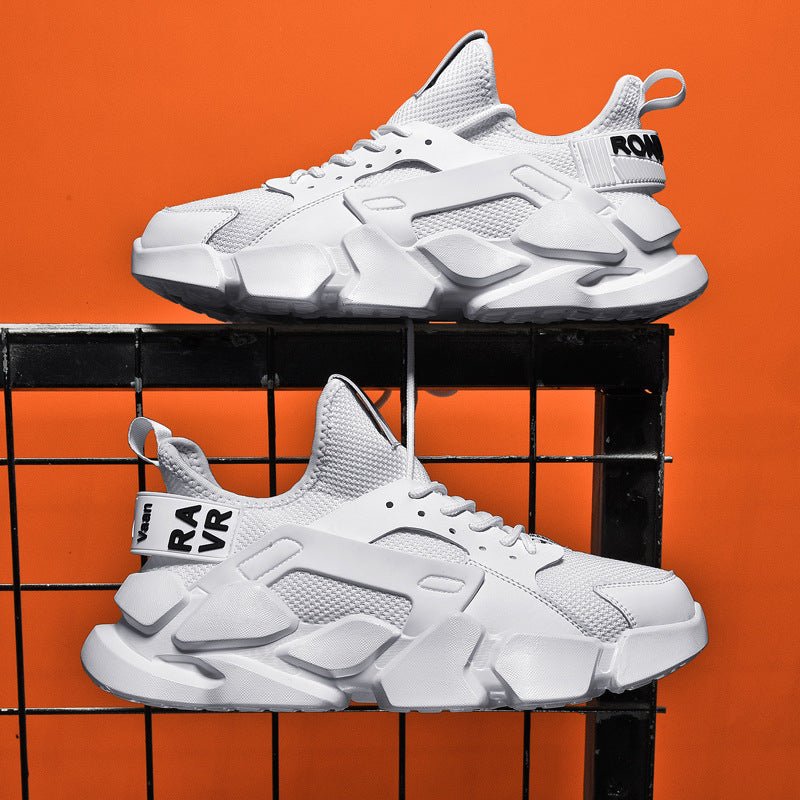 Chaussures de course sportives blanches d'été hommes respirantes mode coréenne - IVOIRART.COM