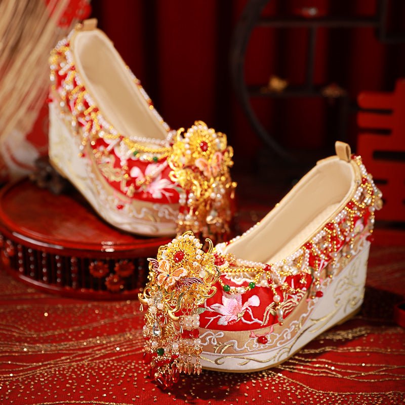 Chaussures de Mariage Chinoises Originales et Artisanales Style Ancien à Talon - IVOIRART.COM