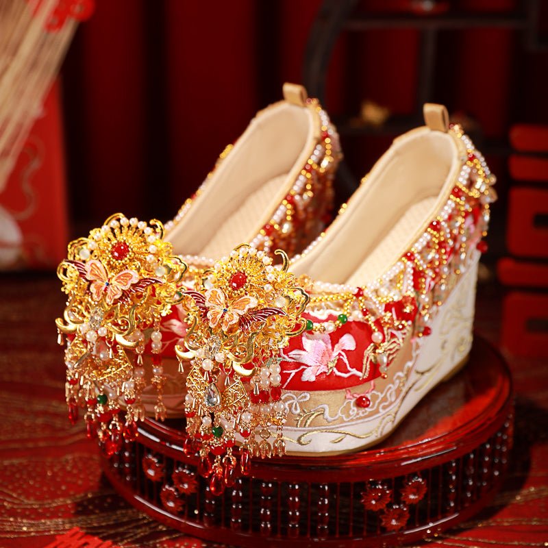 Chaussures de Mariage Chinoises Originales et Artisanales Style Ancien à Talon - IVOIRART.COM