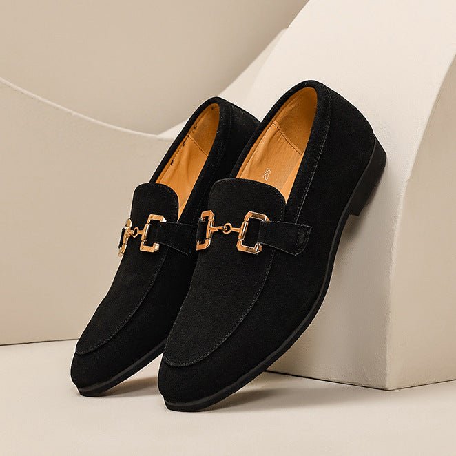 Chaussures décontractées en cuir pour homme avec boucles métalliques élégantes . - IVOIRART.COM