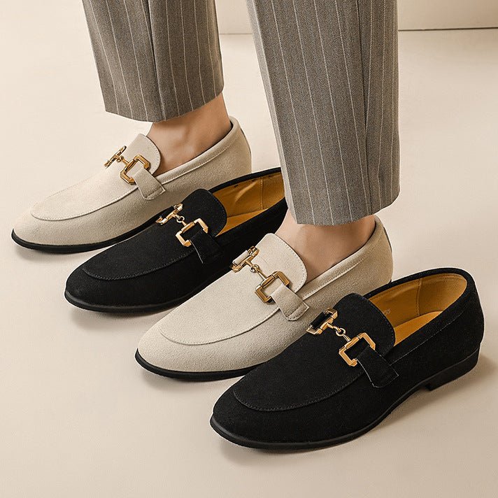 Chaussures décontractées en cuir pour homme avec boucles métalliques élégantes . - IVOIRART.COM