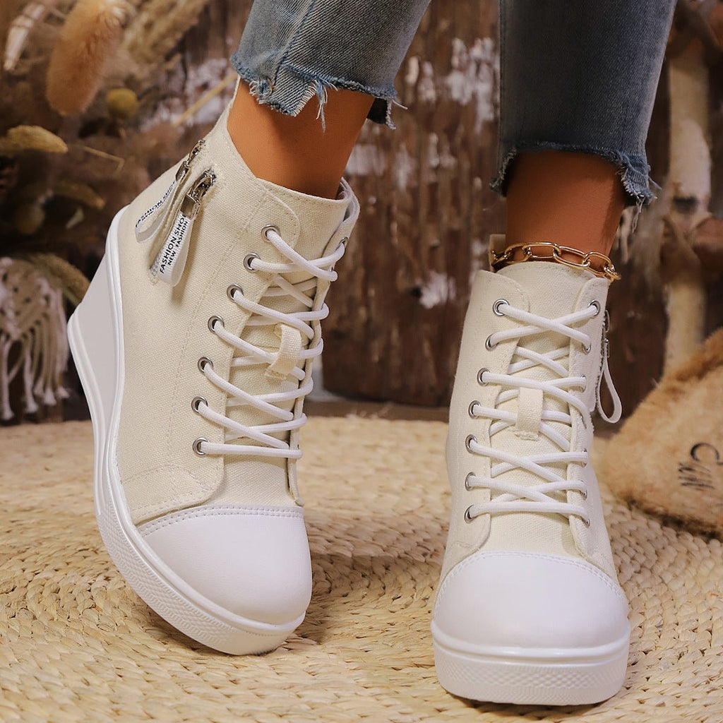 Chaussures décontractées grandes pointures pour femmes à semelle épaisse et compensée - IVOIRART.COM
