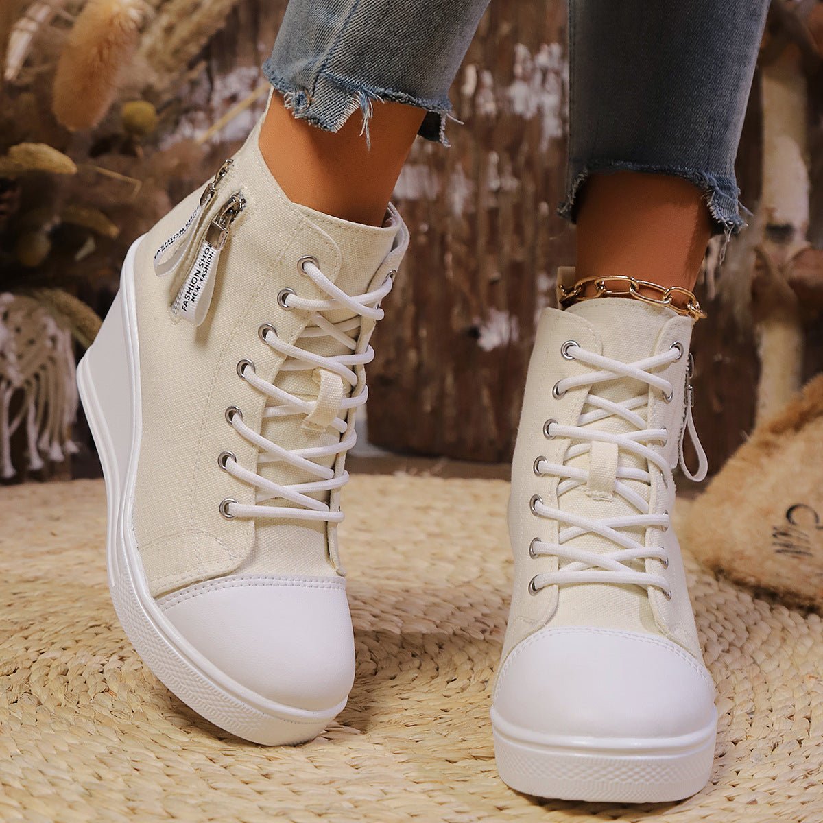 Chaussures décontractées grandes pointures pour femmes à semelle épaisse et compensée - IVOIRART.COM