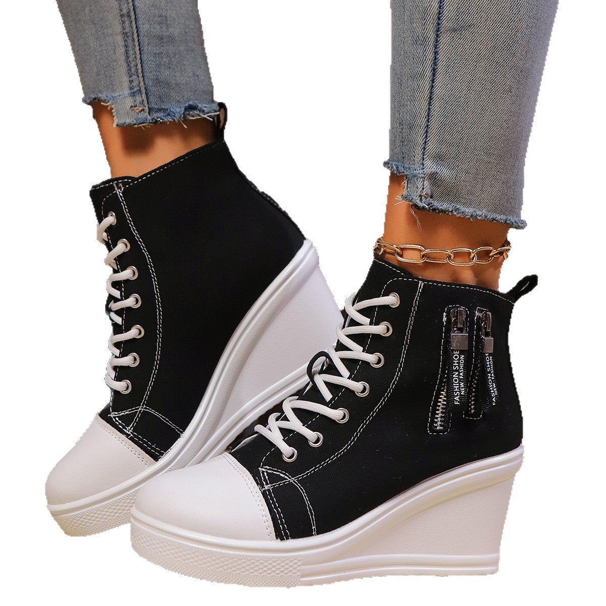 Chaussures décontractées grandes pointures pour femmes à semelle épaisse et compensée - IVOIRART.COM