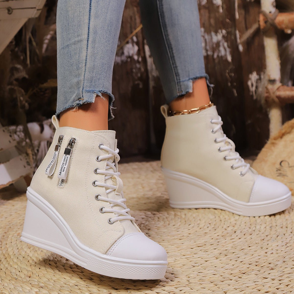 Chaussures décontractées grandes pointures pour femmes à semelle épaisse et compensée - IVOIRART.COM