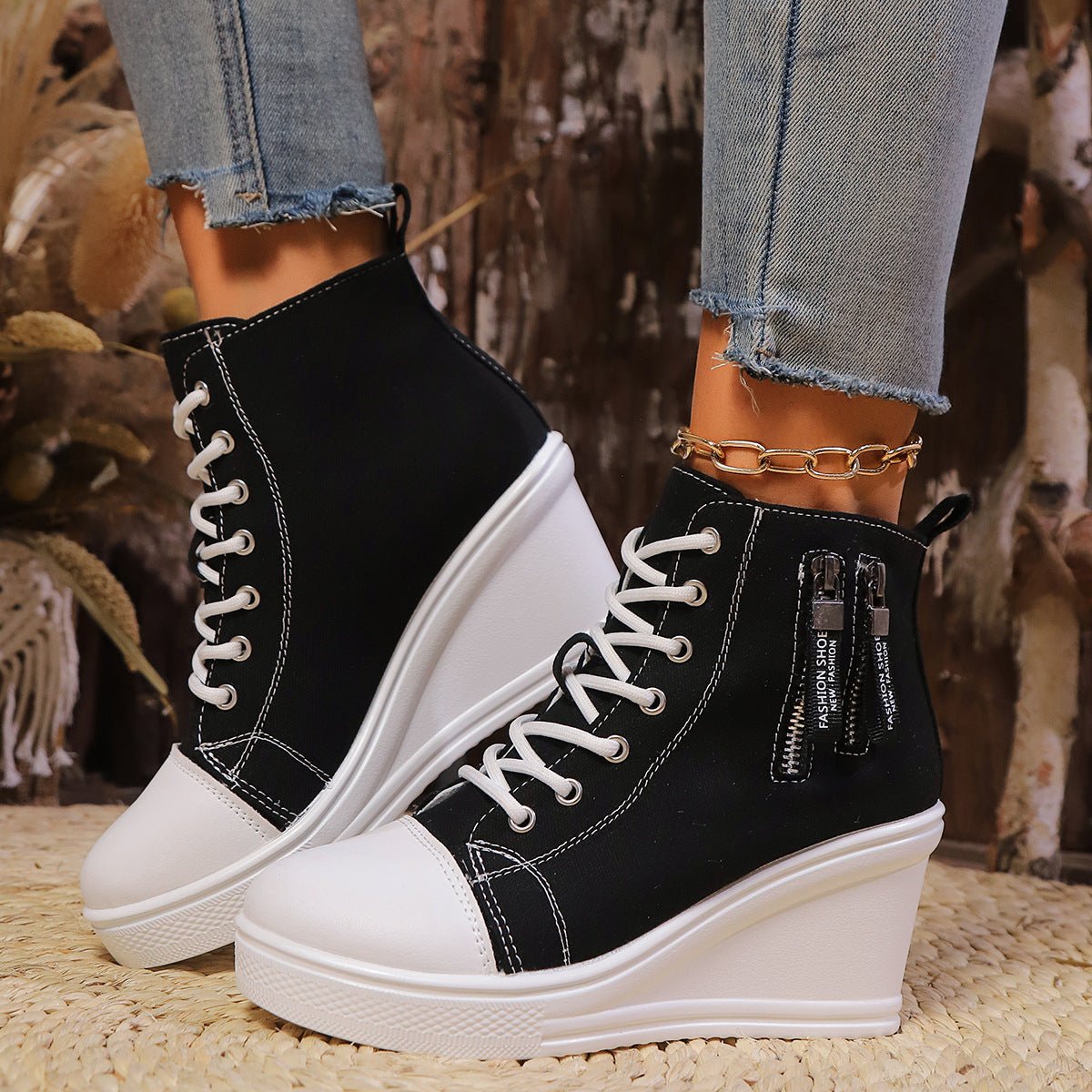 Chaussures décontractées grandes pointures pour femmes à semelle épaisse et compensée - IVOIRART.COM