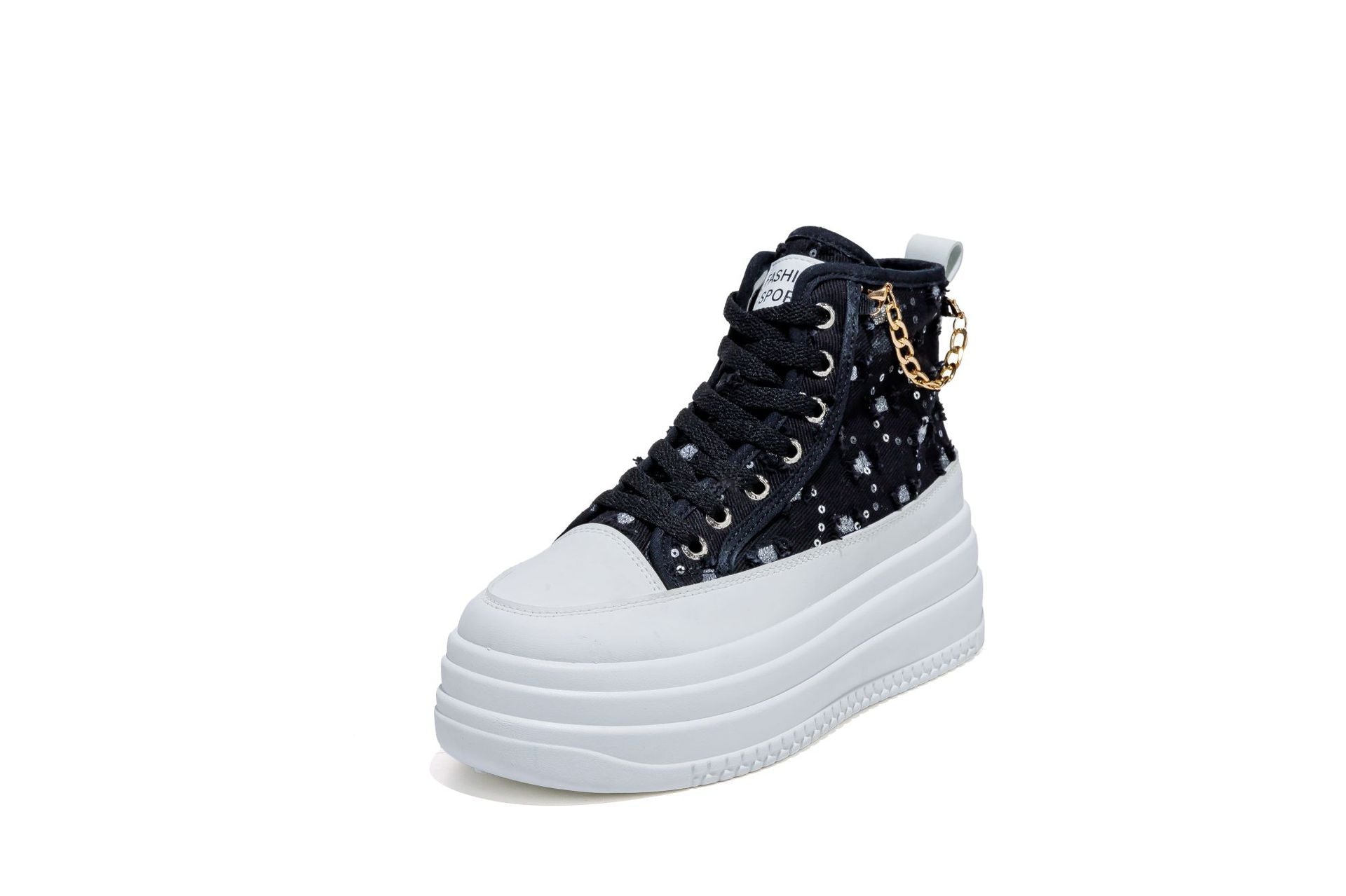 Chaussures décontractées pour femmes en jean avec lanière chaîne tendance - IVOIRART.COM